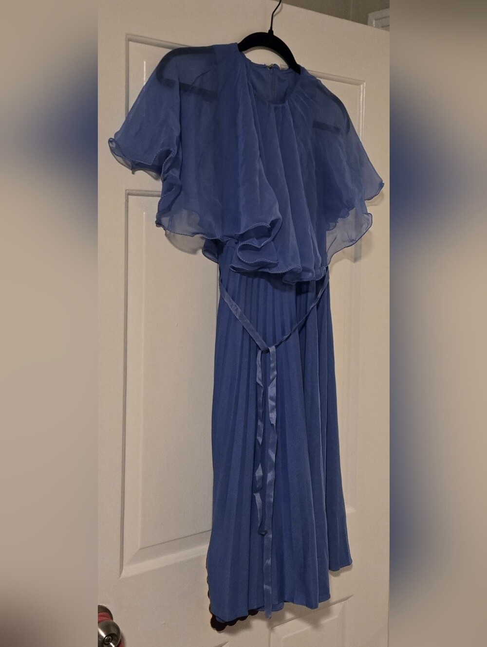 1970s S/M Blue Wedding Guest Or Cocktail Dress